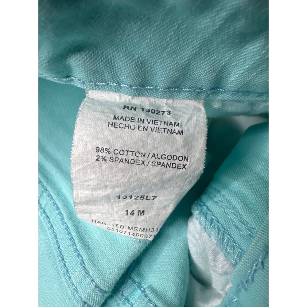 Riders By Lee Turquoise Blue Capri Lightweight Denim Womens 14 Stretch Cotton - Picture 4 of 6